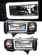 Black LED C BAR Headlights Head Lamps For 94-01 Dodge Ram 1500 2500 3500 Pickup