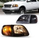 Black Headlights Clear Lens For 1997-2003 Ford F-150 /1997-1999 F-250 Left+Right