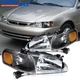 Pair Headlights Assembly For Toyota For Corolla 1.8L 1998-2000 Black Housing