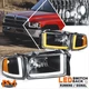 For 94-02 Dodge Ram 1500-3500 Switchback Dual L-Shape LED DRL Headlights Black
