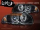 2000-03 BMW 3-SERIES 2DR E46 2 HALO PROJECTOR HEADLIGHTS+CORNER LAMPS BLK AMBER
