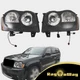 For 2005 2006 2007 Jeep Grand Cherokee Black LH+RH Halogen Headlights Headlamps