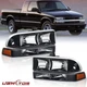 2PCS Black/Amber Corner Headlight Bumper Lights For 98-04 Chevy Blazer S10Pickup