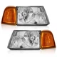 Pair Headlights For 2001-2011 Ford Ranger Chrome Housing Amber Corner w/o Bulbs