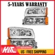 Headlight Assembly Set For 03-07 Chevy Silverado 1500/2500HD Halogen With Bulbs