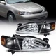 For 98 99 00 Toyota For Corolla Black Housing Left+Right Headlights Assembly