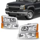 Headlight Assembly with Signal Lights For 03-07 Chevy Silverado Halogen Chrome