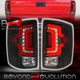 For 2014-2019 Silverado Sierra Clear Lens Red LED Tube Tail Lights Black Housing