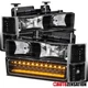 Fits 1994-1998 Chevy C/K 1500 Silverado Black Headlights+LED Bumper+Corner Lamps