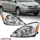 2PCS Chrome Housing Halogen Headlights For 04-2005 Toyota Sienna Left+Right