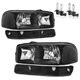 Pair Headlights Assembly For 1999-2006 GMC Sierra 1500 2500 Yukon XL Black