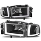 DUAL LED DRL Headlight Bumper Signal Lamps For 94-02 Dodge Ram 1500 2500 Black