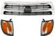 4RUNNER 99-00 GRILLE 3-pc Kit w/ Corner Light Chrome Shell/Silver Black Insert 4