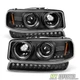 Black 99-06 Gmc Sierra Yukon Halo Projector Headlights +Led Bumper Signal Lights