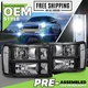 L+R Black Clear Headlight+6000K LED Lamp Bulb fit 2007-2014 GMC Sierra 1500/2500