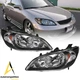 For 2004-2005 Honda Civic Front Headlights Black Housing Pair LH RH Headlamps