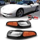 For 1997-2004 Chevy Corvette C5 Black Chrome Front Turn Signal Light Left+Right