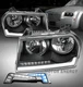For 05-10 Chrysler 300 LED Tube Halogen Black Headlight w/Blue DRL Signal LH+RH