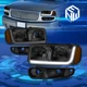For 01-07 GMC Sierra Yukon LED DRL Tinted/Amber Corner Headlight w/Bumper Lamps