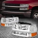[LED DRL]For 99-02 Chevy Silverado 1500 2500 HD Headlight+Bumper Lamps Assembly