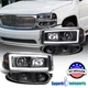 Fits 2000-2006 GMC Yukon Denali Black Projector Headlights LED Strip+Bumper Lamp