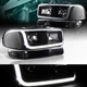 BLACK DRL LED HEADLIGHTS+BUMPER W/CLEAR REFLECTOR FIT 99-06 GMC SIERRA 1500/2500