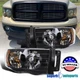 Fits 2002-2005 Dodge Ram 1500/ 2003-2005 2500 3500 Headlights Headlamps Black