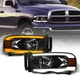 Switchback Sequential For 2002-2005 Dodge Ram Blk Headlights w/DRL LED Tube Bar