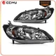 2Pcs Pair Fits 2004-2005 Honda Civic 1.7L 2.0L Headlights Assembly Black Housing