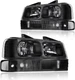 Halogen Headlights Black Housing 4Pcs for Chevy Express | GMC Savana