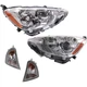 Headlight Kit For 2012-2014 Toyota Prius C Left and Right 4Pc