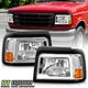 For 1992-1996 Ford Bronco F150 F250 F350 Chrome LED Tube Headlights Headlamps