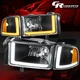 Switchback L-Tube DRL Headlight Black/Amber for 1994-2002 Dodge Ram 1500-3500