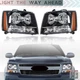 1 Pair Headlights For Chevy Avalanche Tahoe 2007-2014 Suburban Halogen Black
