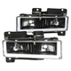 Black Fits 1988-1998 Chevy Gmc C10 C/K Truck Headlights Lamps Led Strip Bar Pair