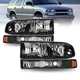 For 98-04 CHEVY S10 BLAZER PICKUP Black Amber Corner Headlights Bumper Headlamps