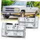 Headlights Assembly Pair for 1994-1998 OBS Chevy Silverado C/K Chrome-Clear
