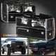 Fits 1994-1998 Chevy C10 C/K 1500 2500 3500 Black Headlights+Bumper+Corner Lamps