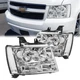 Chrome Lamps Headlights Assembly For 2007-2013 Chevy Suburban Tahoe One Pair