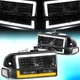 For 1998-2004 Chevy Blazer S10 L-Shape LED DRL Switchback Headlights Black Clear
