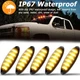 5PCS 12LED Raised Cab Roof Marker Amber Light For Freightliner Cascadia 2008-UP