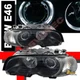 00 01 02 03 BMW E46 2DR Coupe Dual Halo Projector Headlights Black w/ Corner