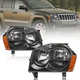 Pair Front Headlights Assembly For Jeep Grand Cherokee 2005-2007 Black Housing