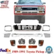 Front Bumper + Grille + Ends Chrome + Headlights Kit For 89-91 Toyota Pickup 4WD