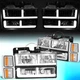 For 1994-2000 Chevy C/K Pickup Suburban Tahoe F-LED DRL Headlights Chrome/Amber