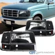 Fits 1992-1996 Ford Bronco F150 F250 F350 Black Headlights+Bumper Corner Lamps