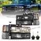 For 94-98 Chevy Silverado C10 C/K 1500 2500 3500 Smoke Lamp Headlights w/Bulb