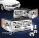 For 1997 1998 1999 Cadillac DeVille Headlight Headlamp Lamp Chrome +LED Bulb Kit