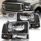 FOR 99-04 FORD F250 F350 SUPER DUTY BLACK HOUSING AMBER CORNER HEADLIGHT LAMPS
