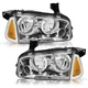 PAIR HEADLIGHTS FOR 2006-2010 DODGE CHARGER CHROME AMBER HOUSING HEADLAMP 2PCS